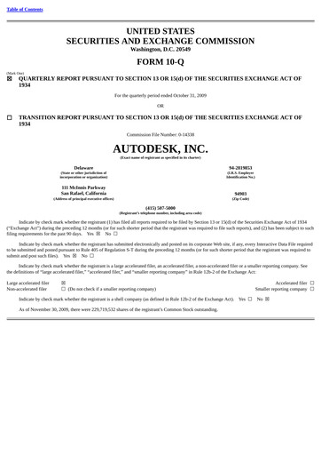 Thumbnail Autodesk Quarterly Report 2010-q3