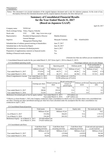 Thumbnail TOTO Financial Statement fy2017