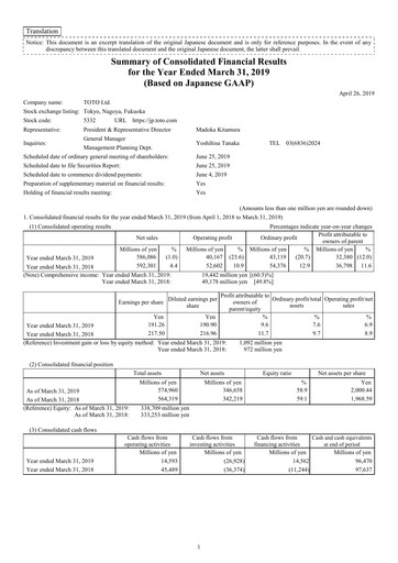 Thumbnail TOTO Financial Statement fy2019