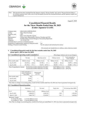 Thumbnail Obayashi Quarterly Report 2025-q1