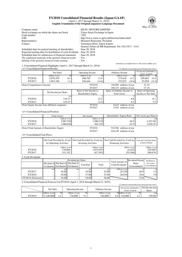 Thumbnail Isuzu Financial Statement fy2018