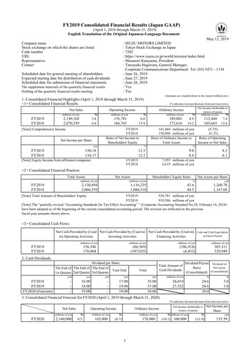 Thumbnail Isuzu Financial Statement fy2019