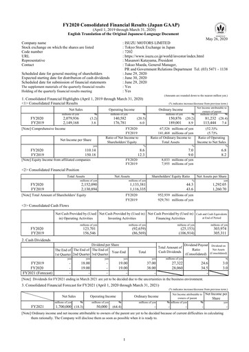 Thumbnail Isuzu Financial Statement fy2020