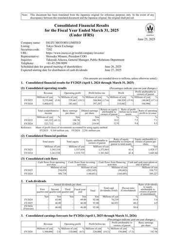 Thumbnail Isuzu Financial Statement fy2025
