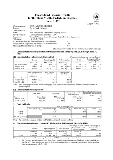 Miniature Isuzu Rapport trimestriel fy2026-q1