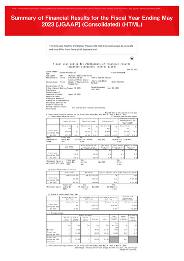 Thumbnail Tsuruha Holdings Financial Statement fy2023