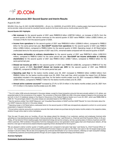 Thumbnail Jingdong Mall Financial Statement 2021-q2