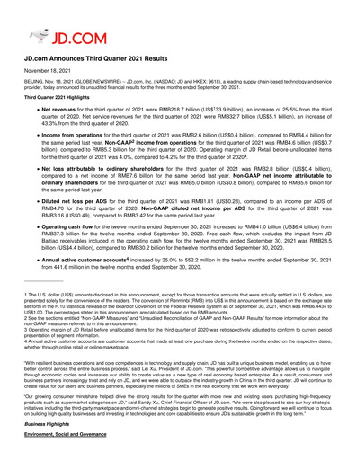 Thumbnail Jingdong Mall Financial Statement 2021-q3