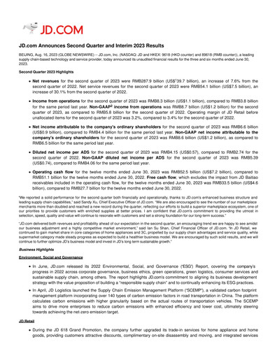 Thumbnail Jingdong Mall Financial Statement 2023-q2