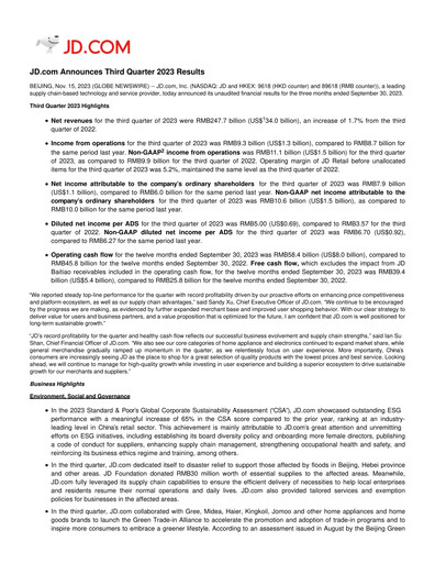 Thumbnail Jingdong Mall Financial Statement 2023-q3