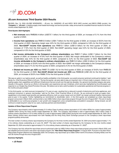 Thumbnail Jingdong Mall Financial Statement 2024-q3