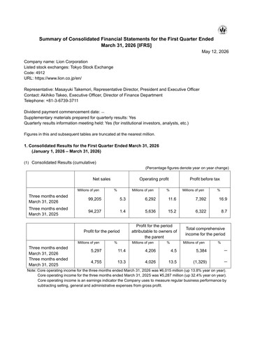 Miniature Lion Corp Rapport trimestriel 2026-q1