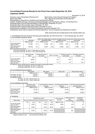 Thumbnail Hamamatsu
 Financial Statement fy2014