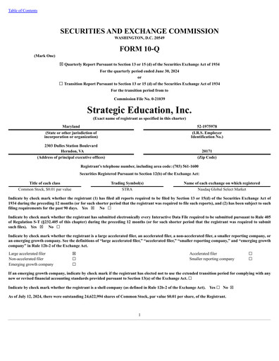 Thumbnail Strategic Education
 Quarterly Report fy2024-q2