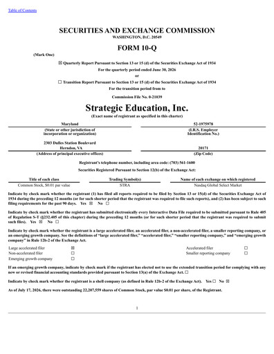 Miniature Strategic Education
 Rapport trimestriel fy2026-q2