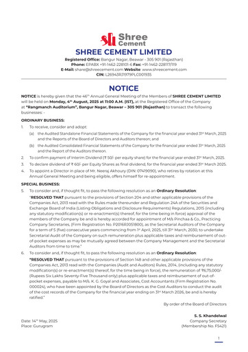 Thumbnail Shree Cement
 Annual Report 2024-2025