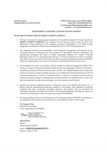 Thumbnail Shree Cement
 Quarterly Report 2021-q1