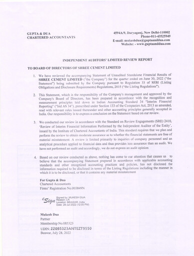 Thumbnail Shree Cement
 Quarterly Report 2022-q1