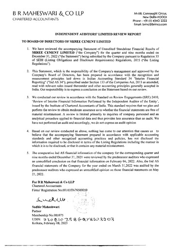 Thumbnail Shree Cement
 Quarterly Report 2022-q3