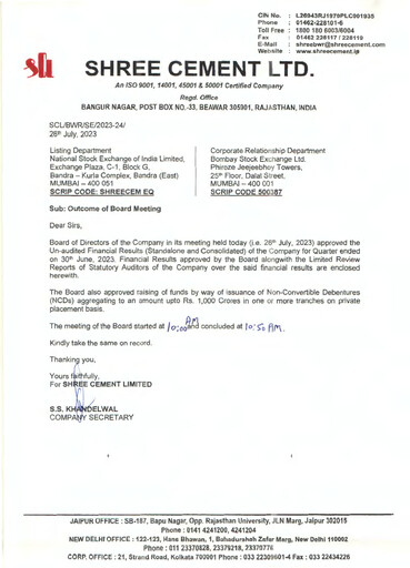 Thumbnail Shree Cement
 Quarterly Report 2023-q1