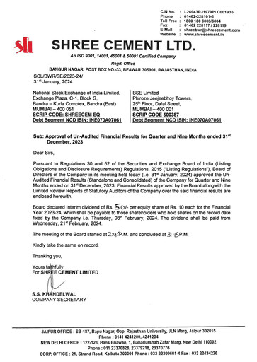 Thumbnail Shree Cement
 Quarterly Report 2023-q3