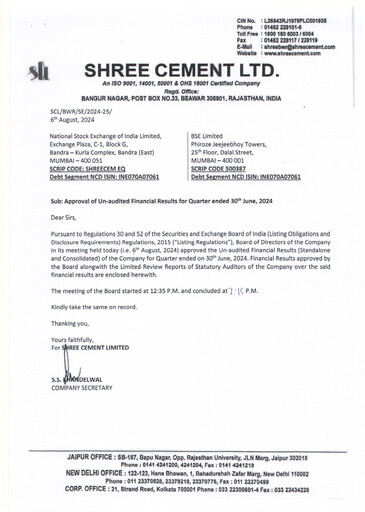 Thumbnail Shree Cement
 Quarterly Report 2024-q1
