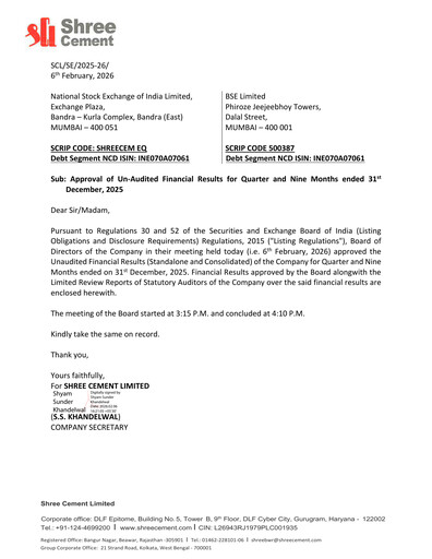 Thumbnail Shree Cement
 Quarterly Report 2025-q3