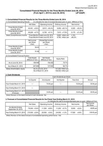 Thumbnail Nissan Chemical Quarterly Report 2014-q1