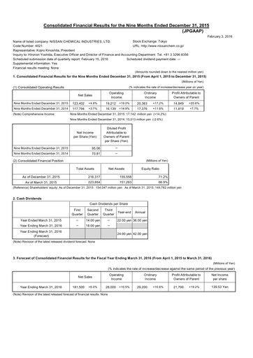 Thumbnail Nissan Chemical Quarterly Report 2015-q3