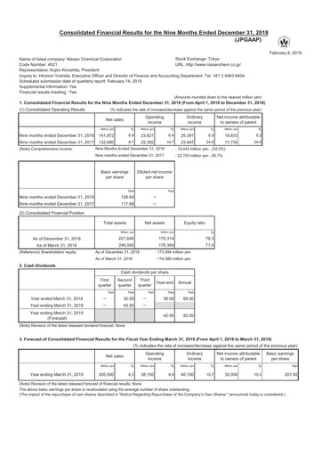 Thumbnail Nissan Chemical Quarterly Report 2018-q3