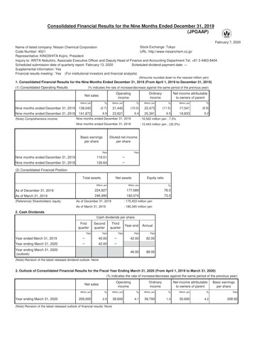 Thumbnail Nissan Chemical Quarterly Report 2019-q3