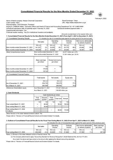 Thumbnail Nissan Chemical Quarterly Report 2021-q3