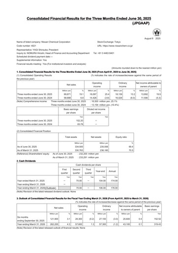 Thumbnail Nissan Chemical Quarterly Report 2025-q1