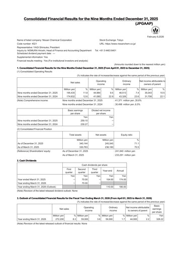 Thumbnail Nissan Chemical Quarterly Report 2025-q3