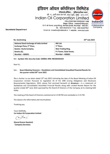Vorschaubild Indian Oil Quartalsbericht 2022-q1