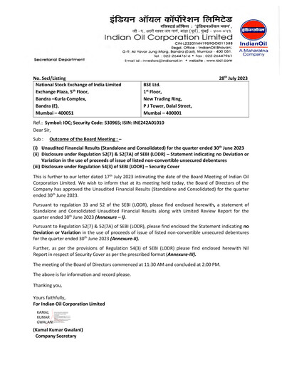 Vorschaubild Indian Oil Quartalsbericht 2023-q1