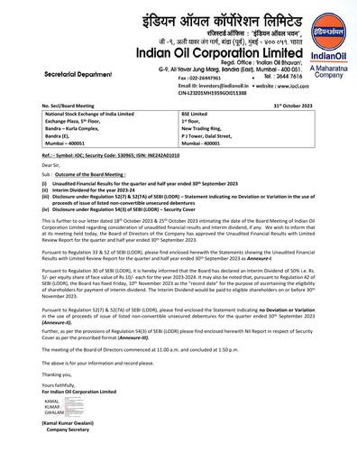 Vorschaubild Indian Oil Quartalsbericht 2023-q2