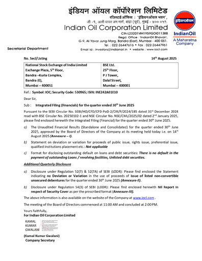 Vorschaubild Indian Oil Quartalsbericht 2025-q1