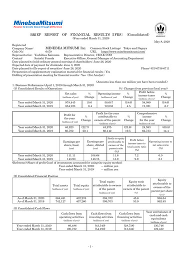 Thumbnail MinebeaMitsumi
 Financial Report 2020
