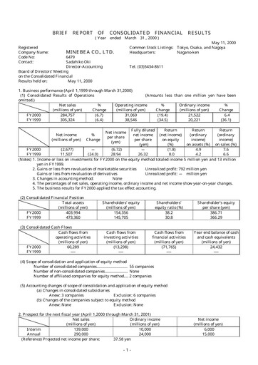 Thumbnail MinebeaMitsumi
 Financial Statement fy2000