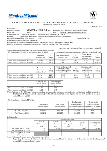 Thumbnail MinebeaMitsumi
 Quarterly Report 2021-q1