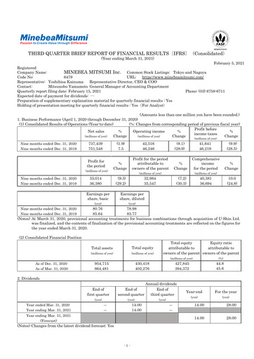 Thumbnail MinebeaMitsumi
 Quarterly Report 2021-q3