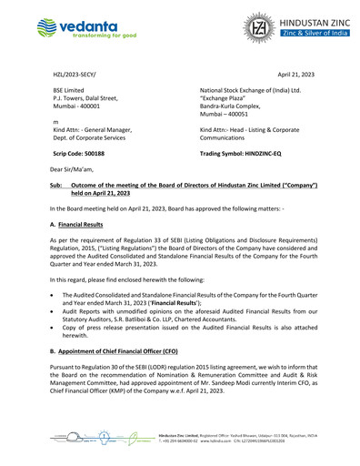 Thumbnail Hindustan Zinc
 Financial Statement 2022-2023