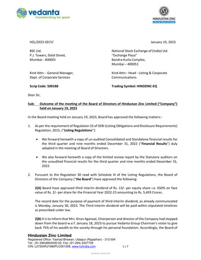 Thumbnail Hindustan Zinc
 Quarterly Report 2022-q3