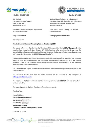 Thumbnail Hindustan Zinc
 Quarterly Report 2025-q2