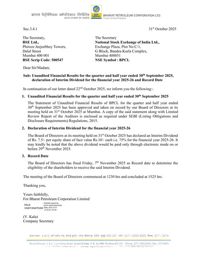 Thumbnail Bharat Petroleum
 Quarterly Report 2025-q3