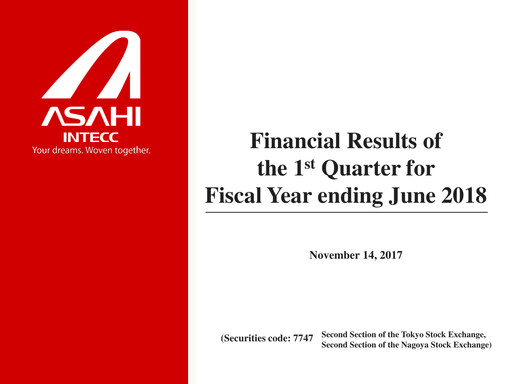Thumbnail Asahi Intecc Quarterly Report 2018-q1
