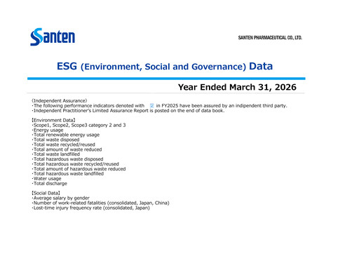 Thumbnail Santen Pharmaceutical
 ESG Report 2026