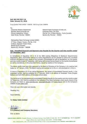 Thumbnail Dabur Quarterly Report 2017-q3