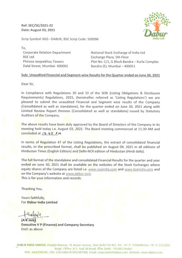 Thumbnail Dabur Quarterly Report 2021-q1